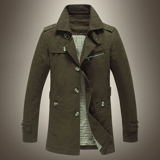 HEE GRAND High Quality Trench Men Double Breasted Trench Outerwear Fashion Casual Coat