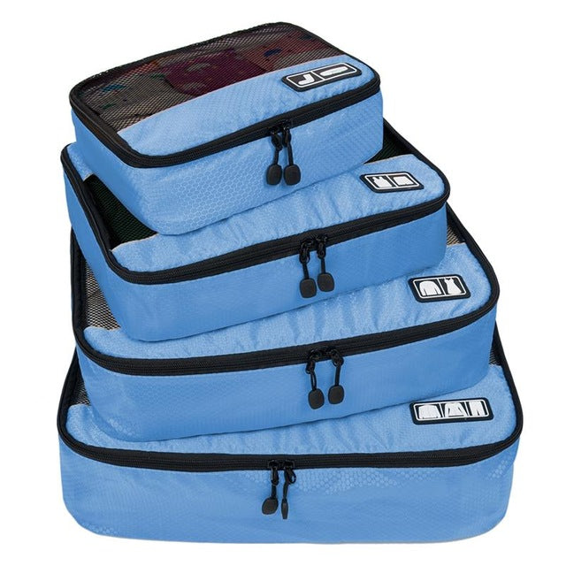 BAGSMART Travel Bag 4 Set Packing Cubes Luggage Packing Organizers with Shoe Bag