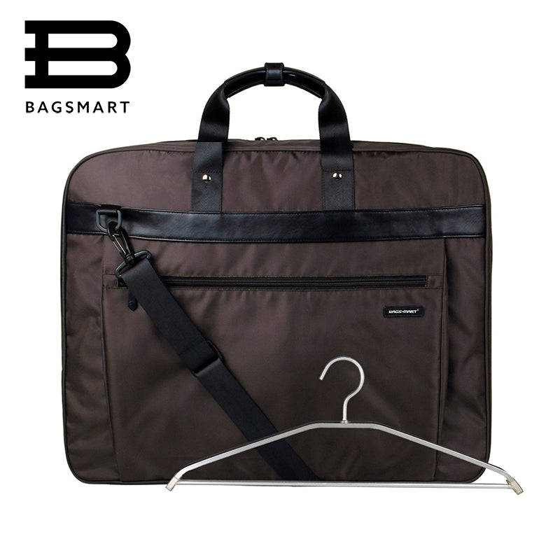 BAGSMART Lightweight Black Nylon Business Dress Garment Bag With Handle Clamp Travel Bag