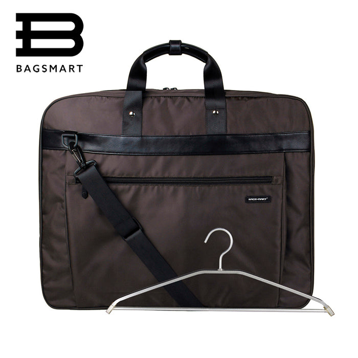 BAGSMART Lightweight Black Nylon Business Dress Garment Bag With Handle Clamp Travel Bag