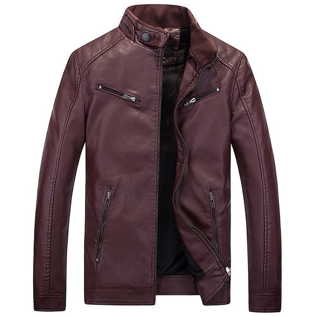HEE GRAND Casual Fashion Leather Jacket for Men