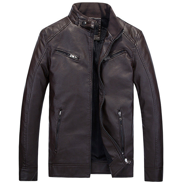HEE GRAND Casual Fashion Leather Jacket for Men